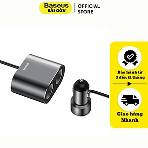 Tẩu sạc Baseus High Efficiency 1 to 2 Cigarette Lighter đa năng tích hợp bộ chia cổng sạc- hàng chính hãng