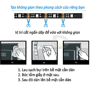 Bộ Đèn led dây dán nguồn USB RGB đổi màu điều khiển chọn màu đứng yên, nhấp nháy, bóng 5050 strip light trang trí cây máy tính, màn hình, ti vi, TV, Gaming, Tiktok dán tường (Tùy chọn chiều dài dây, loại dây chống nước hay không)