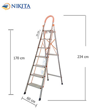 Thang nhôm tay vịn khung INOX Nikita NKT-IN07