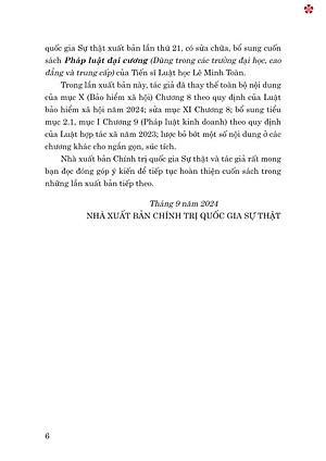 Pháp luật đại cương. Dùng trong các trường đại học và trung cấp (xuất bản lần thứ 21, có sửa chữa, bổ sung) - bản in 2024