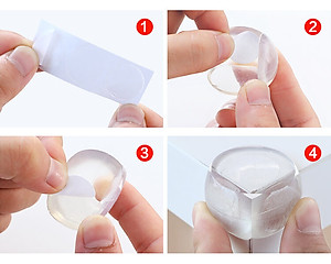 SET 2 Nút Silicone Bọc Cạnh Bàn Ghế Bịt Góc Chống Va Đập Bảo Vệ An Toàn Cho Bé Tròn & Vuông Keo Dán 3M