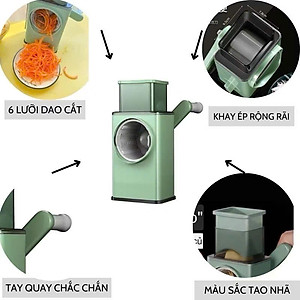 Máy Bào Sợi Thái Lát Rau Củ Xoay Tay, Kèm 6 Lưỡi Dao Cắt 4IN1, Dụng Cụ Thái Lát Rau Củ Quả Đa Năng- HÀNG CHÍNH HÃNG MINIIN