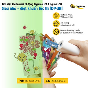 Đèn diệt khuẩn mini di động Digimax UV-C nguồn USB, siêu nhỏ - diệt khuẩn tức thì (DP-3R1)
