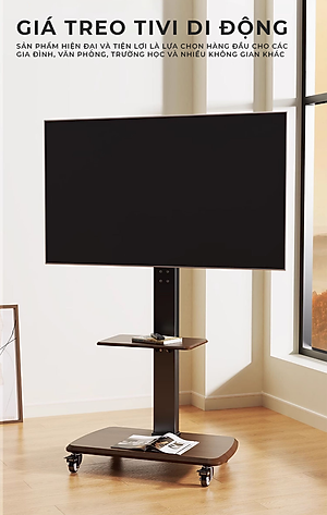 Giá treo tivi di động khung thép không gỉ phù hợp nhiều loại tivi có kệ để đồ thương hiệu IGA - GM173