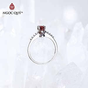 Nhẫn bạc nữ đá Garnet mệnh hỏa, thổ - Ngọc Quý Gemstones