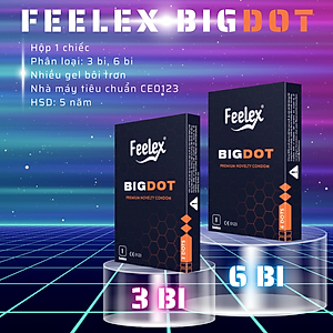Bao cao su Feelex Bigdot gân gai bi lớn 3, 6 Bi nhiều gel bôi trơn, Hộp 1 bcs