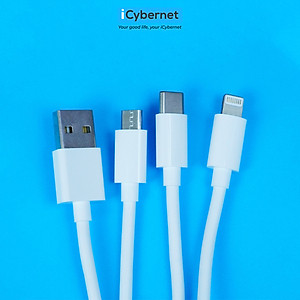 Cáp sạc nhanh 3 trong 1 iCybernet IC-1005 chiều dài 1,2m (sạc nhanh 3.5A và truyền dữ liệu 480MB/s cổng TypeC, không tương thích với IP15,16 Series và ipad cổng TypeC)) - Hàng chính hãng
