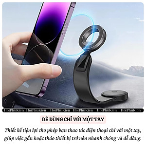 Giá đỡ điện thoại từ tính magnetic N52 cho xe hơi ô tô hiệu WIWU Mago Xoay 360 độ, keo 3M siêu chắc cho iPhone 16 15 14 13 12 Pro Max Plus S23 S24 S24 - Hàng nhập khẩu