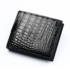 {DA CÁ SẤU THẬT} Bóp Da Cá Sấu Nam Màu Đen Da Bụng - Ví Nam Da Cá Sấu Có Khoá Kéo Cao Cấp Dáng Ngang Thời Trang