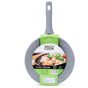 Chảo đáy từ vân đá chống dính GREEN COOK 22cm tay cầm chịu nhiệt - Hàng chính hãng