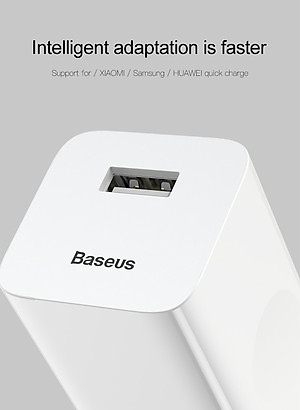 Cốc Củ sạc nhanh Baseus công suất 24W Công nghệ Sạc Nhanh Qualcomm QC 3.0 tự động điều chình dòng sạc - Hàng nhập khẩu