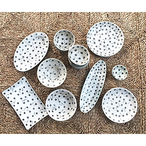 Bộ chén đĩa ( bộ bàn ăn) men xanh đồng vẽ hoa sao MNV-BBA4-1