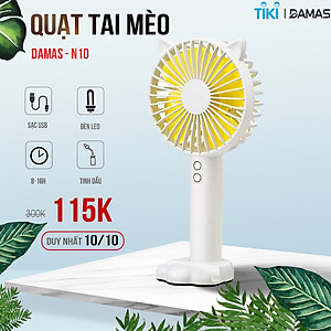 Quạt cầm tay tiện lợi gắn tai thỏ Damas N10 - Thiết kế dễ thương - Phù hợp tiêu chuẩn hiện đại (Giao màu ngẫu nnhiên)