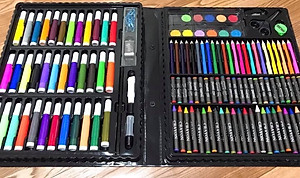 Bộ Hộp Màu Vẽ Tranh 150 Chi Tiết Cho Bé Trai- Có Nhiều Loại Màu Chì, Màu Nước, Màu Sáp Cho Bé Thoả Sức Sáng Tạo - Hàng Chính Hãng MINIIN