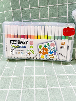 Bút Lông Màu Acrylic Marker 12/24/36/48/60 Màu Hàng Cao Cấp An Toàn Màu Sắc Tươi Sáng Vẽ Được Trên Nhiều Chất Liệu
