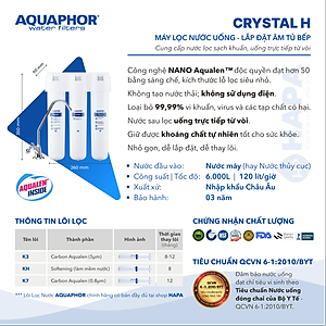 Máy Lọc Nước AQUAPHOR CRYSTAL H Chuẩn Nước Khoáng Uống Trực Tiếp, Công Nghệ NANO Aqualen, Không Dùng Điện - Nhập Khẩu Châu Âu , Hàng Chính Hãng
