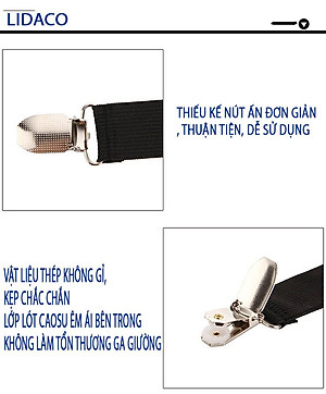 Set 4 chiếc Kẹp ga giường drap Lidaco cố định ga giường chống xê dịch chất liệu inox không gỉ (Giao màu ngẫu nhiên)