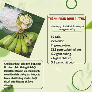 Bột Chuối Xanh Ftaky OCOP 3 Sao, Sấy Lạnh, Giàu Tinh Bột Kháng hộp 500g 