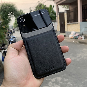 Ốp lưng da kính cao cấp dành cho iPhone XR - Màu đen - Hàng nhập khẩu - DELICATE