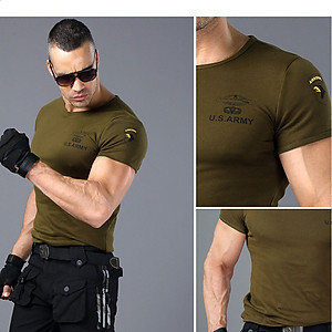 Áo Thun Nam Ngắn Tay Kiểu Lính Không Cổ  US ARMY U229, Chất Liệu Cotton Thoáng Mát, Mềm Mịn, Mát, Bền Màu-HÀNG CHÍNH HÃNG