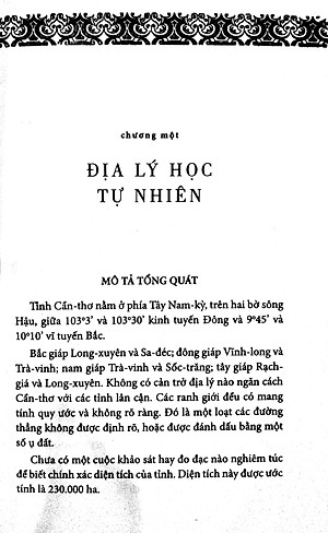 Sách Chuyên Khảo Về Tỉnh Cần Thơ - Địa Lý Học: Tự Nhiên, Kinh Tế Và Lịch Sử Nam Kỳ (Tập X - 1904)