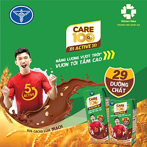 Thùng sữa nước ca cao lúa mạch Nutricare Care 100 Active giúp trẻ phát triển chiều cao (180ml)