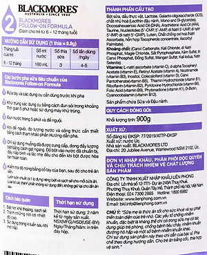 Sữa bột công thức Blackmores Follow-on Formula Stage 2 cho bé từ 6 đến 12 tháng tuổi (900g)