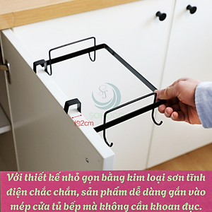 Giá Treo Túi Rác Đa Năng Gắn Cửa Tủ Bếp -Móc Treo Túi Rác Tiện Lợi Cho Nhà Bếp -Giá Đỡ Túi Rác Gọn Gàng Treo Cửa Tủ