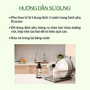 Nước rửa chén hữu cơ Bồ hòn Ecocare tinh dầu Chanh Gừng 2000ml 