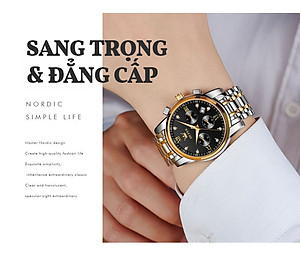 Đồng Hồ Nam OLEVS-2858 Mặt Tròn Mạ Vàng 18k Chống Nước Chạy Đủ 6 Kim Có Ô Lịch Ngày Khóa Bướm Có Hộp In Logo Chính Hãng