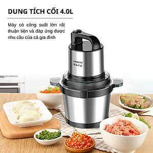 Máy xay thịt, máy xay tói ớt đa năng công suất mạnh mẽ 800W SOKANY SK-7028, dung tích 4L, cối INOX 304 - HÀNG CHÍNH HÃNG - DELIYA