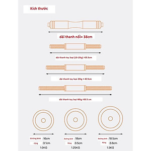 Bộ Tạ Tay (6 in 1) Composite FED Kết hợp tạ đẩy(40 kg)Đa Năng Cao cấp --- hàng chính hãng