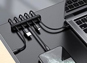 Thanh dán cố định 5 lỗ dành cho cáp sạc tai nghe hàng nhập khẩu silicon cao cấp