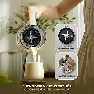Máy làm sữa hạt Elmich CBE-8720, công suất xay 300W, công suất nấu 500W, dung tích xay nóng 600ml và xay lạnh 800ml, lưỡi dao với 10 cánh giúp xay nhuyễn, nhỏ gọn, dễ dàng lưu trữ và sử dụng - Hàng chính hãng