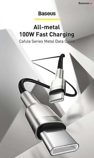 Cáp sạc Baseus Type C 100W, Cáp sạc siêu nhanh 100W Baseus Metal Data Cable Type C to Type C (100W) - Hàng nhập khẩu
