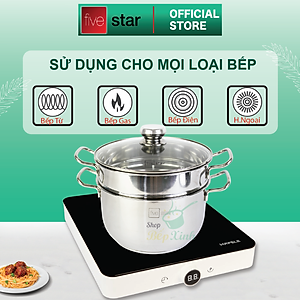 Bộ Nồi Xửng 3 Đáy Nắp Kính Fivestar ST-3DG - Hàng Chính Hãng