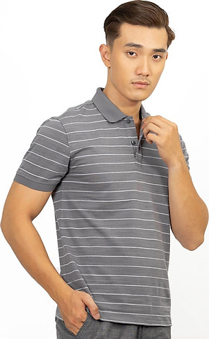 Áo Polo Nam Novelty NATMSLMCSR191236N - Xám Sọc Trắng