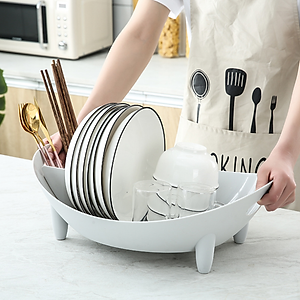 Rổ Giá Úp Bát Đĩa Thông Minh Hình Chiếc Thuyền Có Khay Hứng Nước - Đồ dùng nhà bếp thông minh PaKaSa - Hàng Chính Hãng 