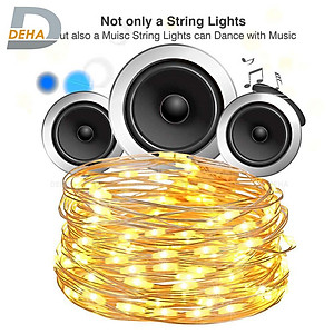 Dây đèn led đom đóm nhấp nháy đồng bộ theo nhạc 10 mét vàng nắng 