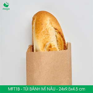 MFT1B - 24x9.5x4.5 cm - 100 Túi giấy bánh mì nâu