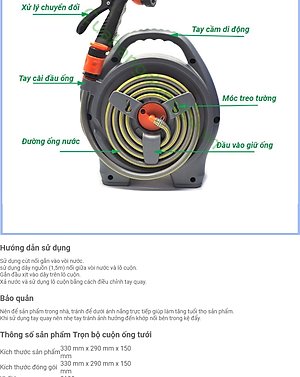 Bộ Vòi Tưới Cây , Rửa Xe 12m Kèm Vòi Tưới 6 Chế Độ - Hàng Nhập Khẩu