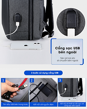 Balo Nam Tích Hợp Khóa Chống Trộm Cao Cấp Teement, Chống Rạch, Chống Nước, Chống Xước Thời Trang Phong Cách Mới - Hàng Chính Hãng