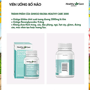 Viên uống bổ não Healthy Care Ginkgo Biloba 100 viên