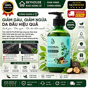 Dầu gội thảo dược thiên nhiên tinh chất hà thủ ô độc quyền DHERBAL chai 300ml dầu gội tóc chắc khỏe suôn mượt chính hãng