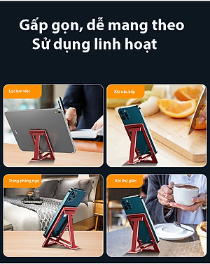 Giá Đỡ Để Bàn Cho Điện Thoại, iPad, Máy Tính Bảng  Hàng Chính Hãng KitAcoom - Chất Liệu Hợp Kim Nhôm Cao Cấp Có Thể Gấp Gọn Và Mang Theo Tiện Dụng 