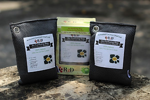 Túi hút ẩm than hoạt tính gáo dừa khử mùi và lọc không khí cho xe hơi chính hãng R2D (hộp 2 túi Lớn)