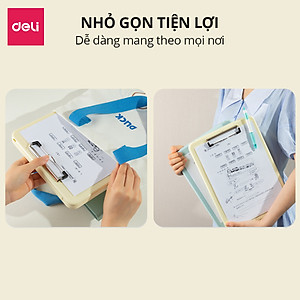 Bìa trình ký nhựa A4 Deli, Bìa kẹp nhựa giấy, tài liệu, kẹp hồ sơ A4 một mặt, màu pastel học sinh văn phòng mở được