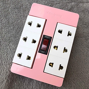 Ổ cắm Xoay 90° Điện Quang ĐQ ESK RT 6GW (6 lỗ, màu xanh lá trắng)