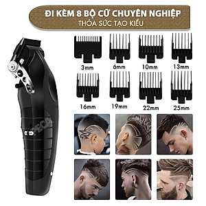 Tông đơ cắt tóc chuyên nghiệp Kemei KM-2296 lưỡi cắt mạ carbon công suất mạnh mẽ 5W pin khỏe lithium - Chính hãng