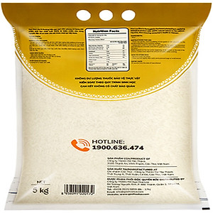 Gạo Sữa Thượng Hạng - Túi 5kg - Dẻo vừa, mềm cơm, thơm nhẹ
